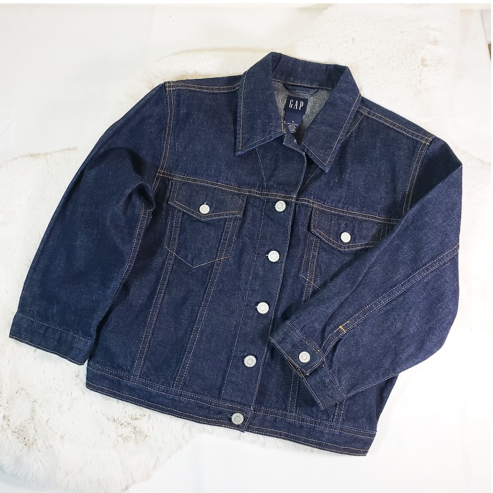 Gap Jeans Jacket Dark Denim 3/4 Sleeve Medium
